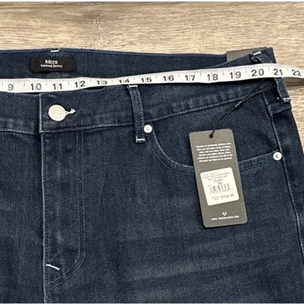True Religion Jeans Mens 40 Rocco Relaxed Skinny Dark Scorched NWT Flap